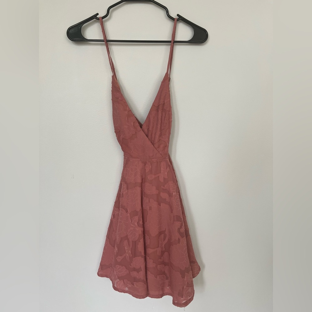 Lulus Womens Rose Burnout Floral Sleeveless Skater Dress
